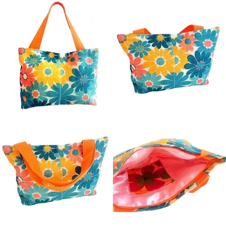 Handmade Women Bags With Sack Cloth Painted Flowers 10_